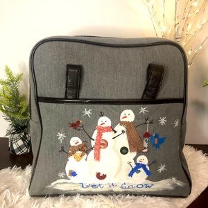 Thirty-One Purse Tote New Handpainted Snowman Family